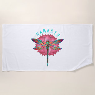 Namaste Lotus Dragonfly Yoga Beach Towel