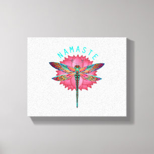 Namaste Lotus Dragonfly Yoga Canvas Print