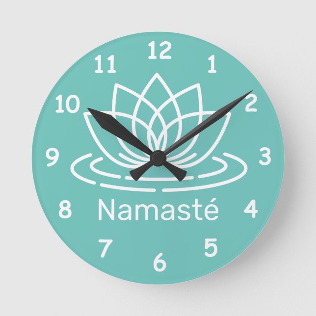 Namasté lotus fleur yoga méditation murale horloge (Recto)