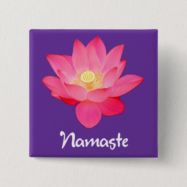 Namaste Lotus Flower Design gifts 2 Inch Square Button (Front)