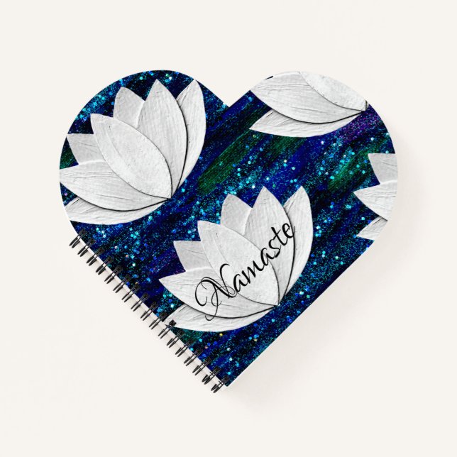 Namaste Lotus Flower Heart Shape Notebook (Front)