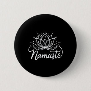 Namaste Lotus Flower Meditation Yoga Mandala  2 Inch Round Button