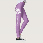 Namaste Lotus Flower Modern Personalized Name Leggings<br><div class="desc">Namaste Lotus Flower Modern Personalized Name Sports Fitness Yoga Leggings features a lotus flower with the text "namaste" in modern hand lettered calligraphy script and personalized with your name. Perfect gift for friends and family for birthday, Christmas, Mother's Day, best friends, yoga lovers, fitness and sports. Designed by © Evco...</div>