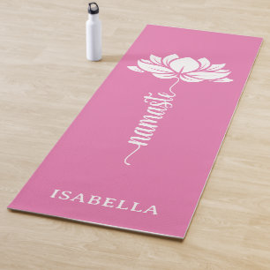 Namaste Lotus Flower Modern Pink Custom Name Yoga Mat
