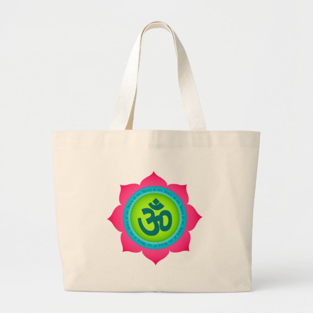 Namaste Lotus Flower Om Yoga Large Tote Bag (Front)