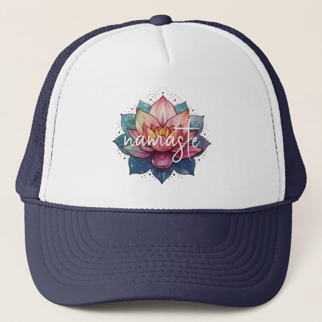 Namaste lotus flower trucker hat (Front)