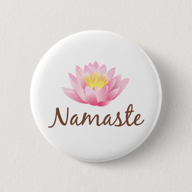 Namaste Lotus Flower Yoga 2 Inch Round Button (Front)