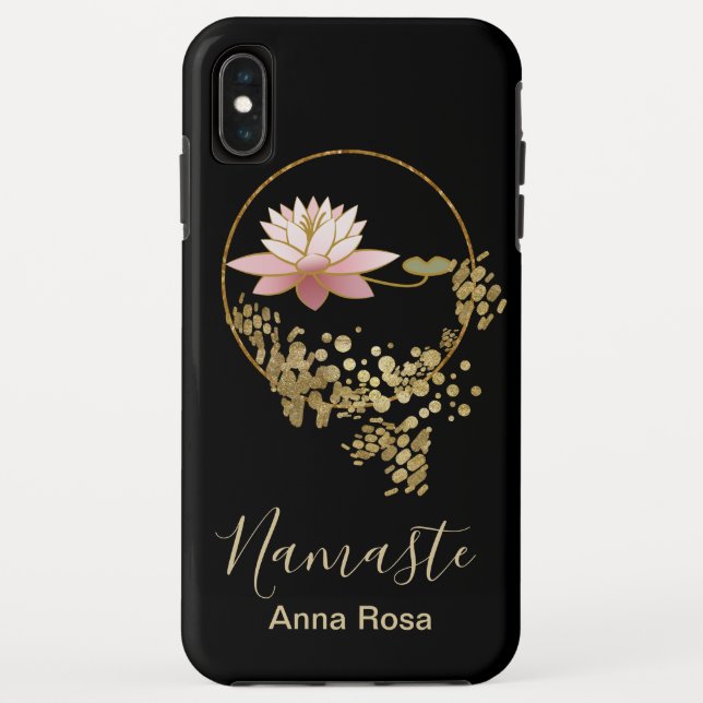 *~* Namaste Lotus Gold Glitter Zen Black Girly Case-Mate iPhone Case (Back)