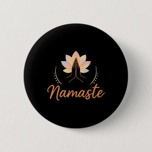 Namaste Lotus Motif For Yoga Meditation Spirituali 2 Inch Round Button