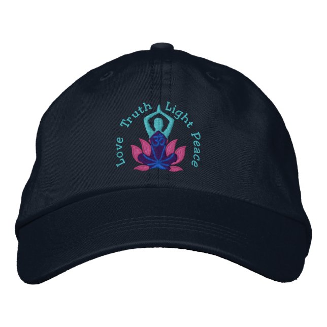 Namaste Lotus Om Yoga Pose Embroidered Hat (Front)