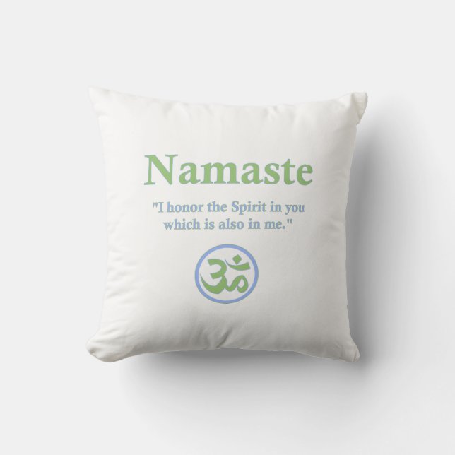 Namaste meaning with Om Symbol Throw Pillow (Front)