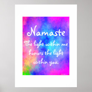 Namaste Meditation Yoga Bright Colourful Watercolo Poster