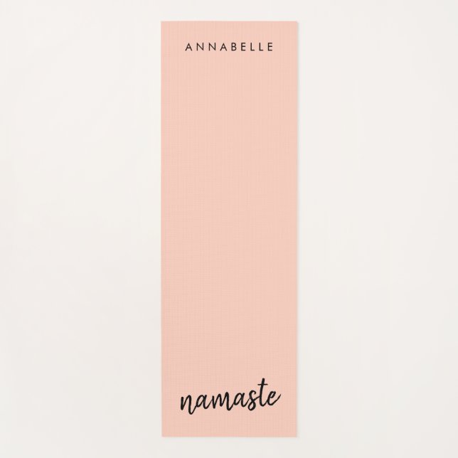 Namaste | Modern Name Peachy Pink Meditation Yoga Mat (Front)