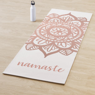 Namaste New Rose Gold Mandala White Yoga Mat