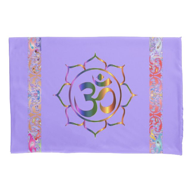 Namaste Om Lotus Rainbow Spiritual Personalized Pillowcase (Front)