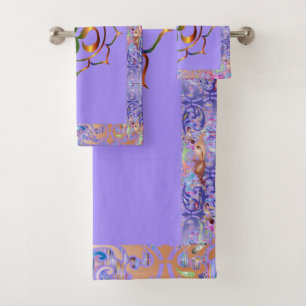 Namaste Om Lotus Rainbow Vintage Personalized Bath Towel Set