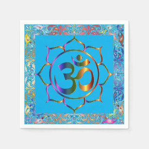 Namaste Om Lotus Rainbow Vintage Personalized Napkin