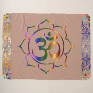 Namaste Om Lotus Rainbow Vintage Sherpa Blanket
