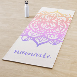 Namaste Pastel Purple Pink Mandala White Yoga Mat