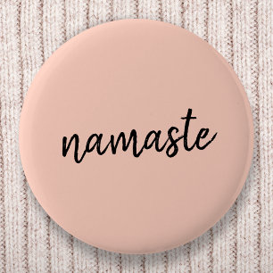 Namaste Peachy Pink Modern Yoga Meditation 2 Inch Round Button