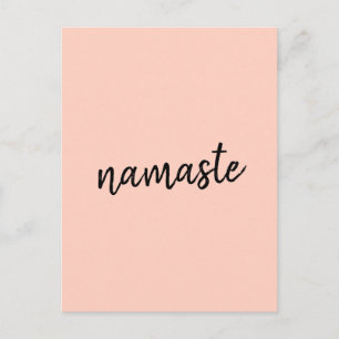 Namaste   Peachy Pink Modern Yoga Meditation Postcard