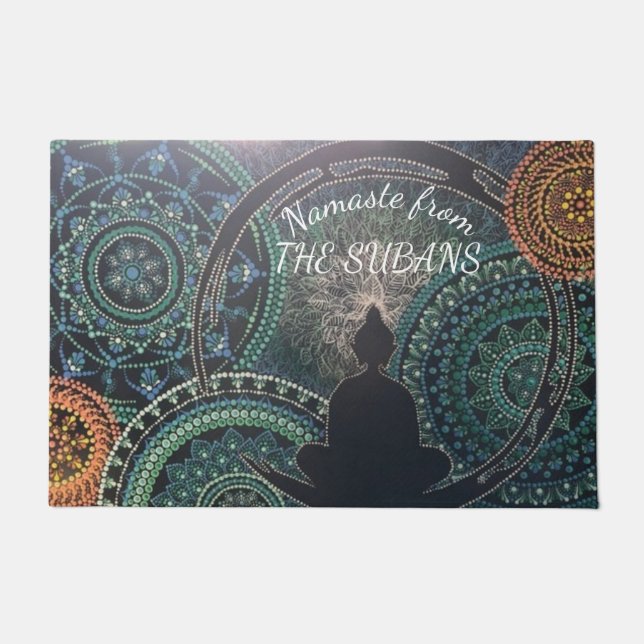 NAMASTE Personalised Buddha Dot Mandala Doormat (Front)