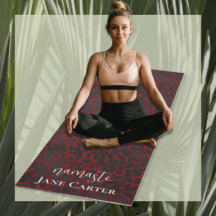 Namaste Personalize Elegant Red Black Leopard Yoga Mat