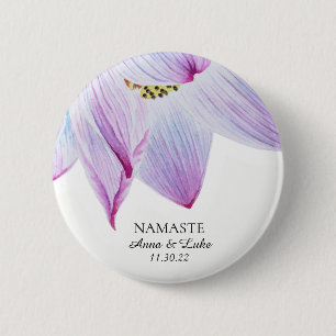 *~* Namaste Pink Blue Magenta Lotus 2 Inch Round Button
