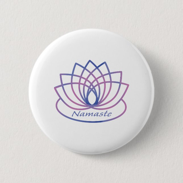 Namaste Purple and Pink Lotus Flower 2 Inch Round Button (Front)