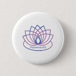 Namaste Purple and Pink Lotus Flower 2 Inch Round Button
