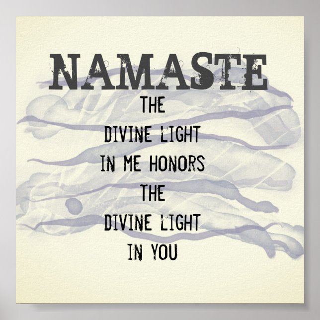 Namaste quote abstract watercolor design grey poster (Front)
