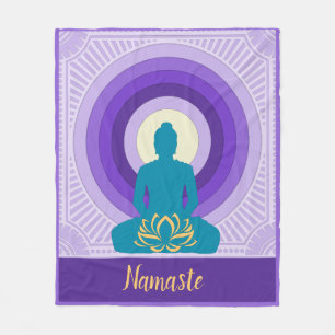 Namaste Quote Purple Zen Buddha Yoga Meditation Fleece Blanket