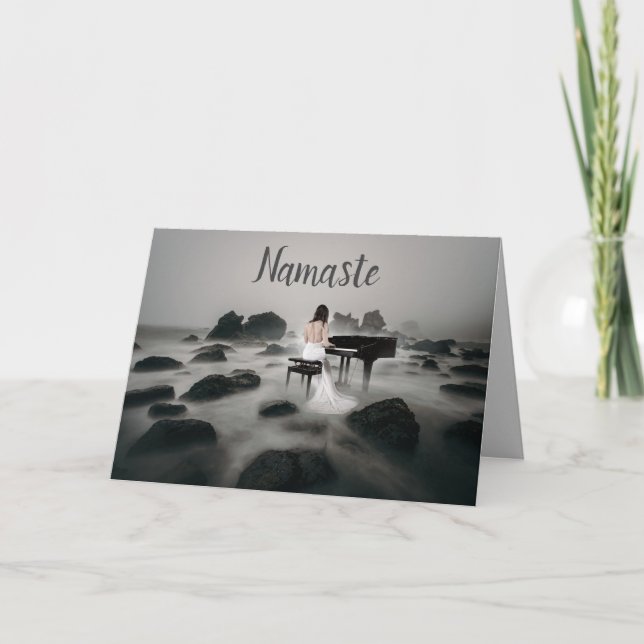 Namaste Quote Thank You Fantasy Music Piano Card (Front)