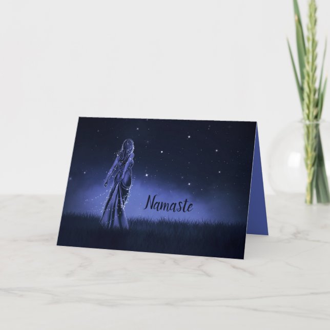 Namaste Quote Thank You Spiritual Night Sky Stars Card (Front)