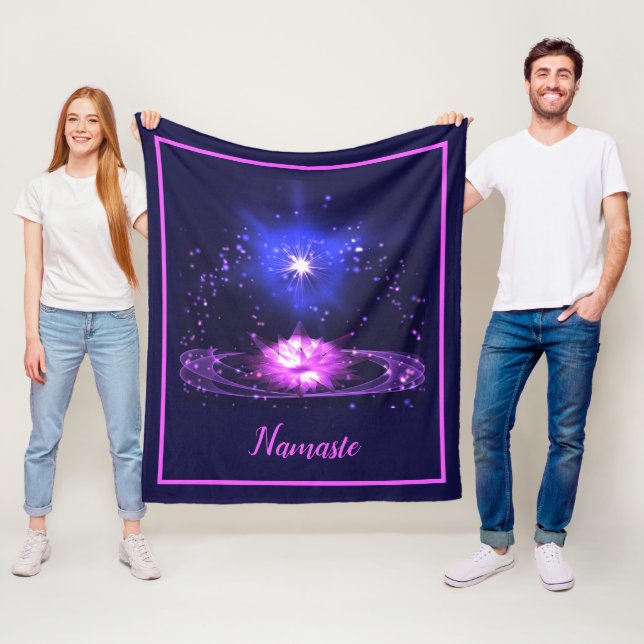 Namaste Quote Zen Yoga Purple Crystal Stars Fleece Blanket (In Situ)