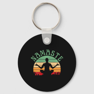 Namaste Rabbit With Mandala Funny Yoga Meditation Keychain