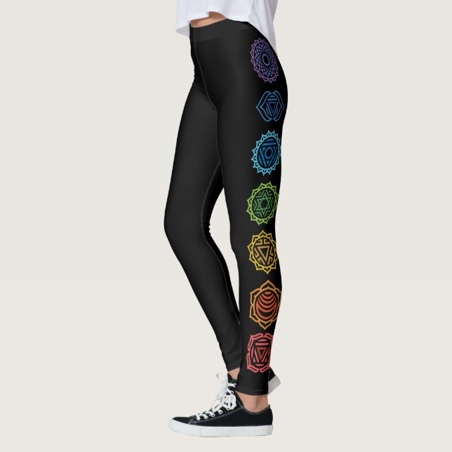 Namaste Rainbow Coloured Chakras Leggings (Left)