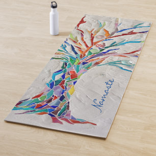 Namaste Rainbow Colours Mosaic Tree Yoga Mat