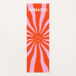 Namaste Retro Sun Abstract Orange Pink  Yoga Mat