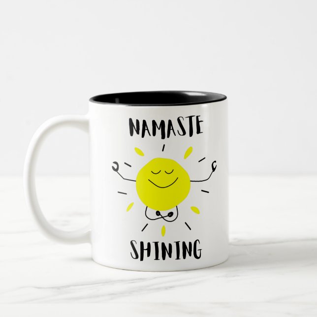 namaste shining Two-Tone coffee mug (Left)