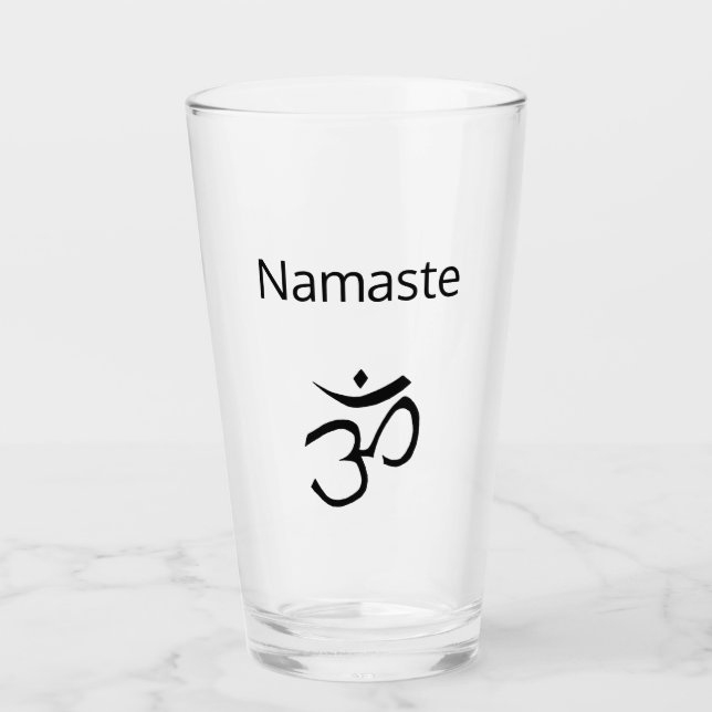 Namaste Simple Black Om Symbol Glass (Front)