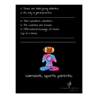 Namaste, Sports Parents Neon Red and Blue Football Poster