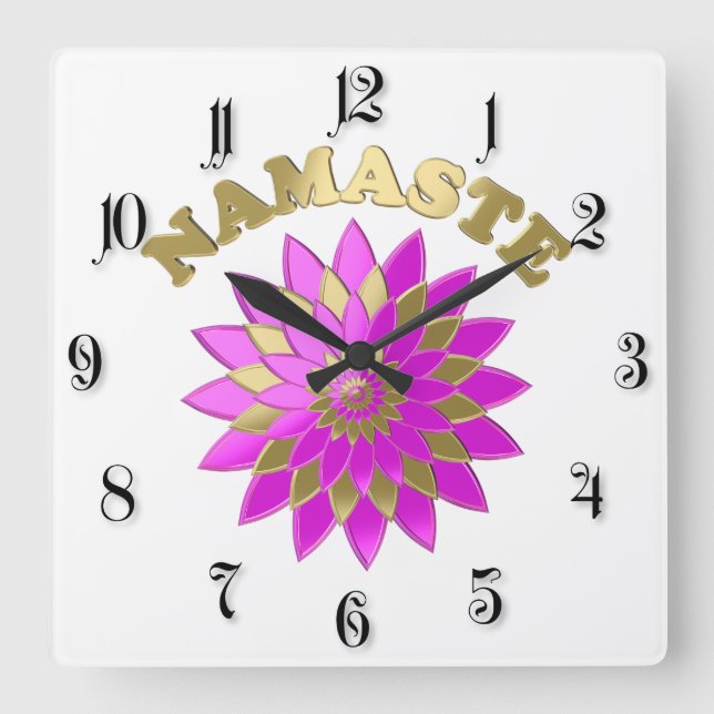 Namaste Square Wall Clock (Front)