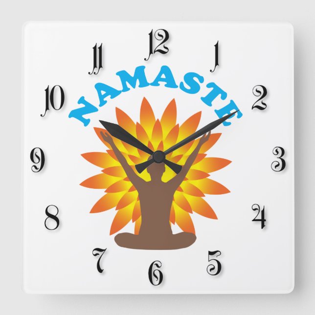 Namaste Square Wall Clock (Front)