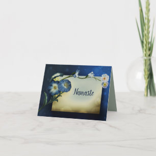 Namaste Thank You Elegant Blue Floral Design Card