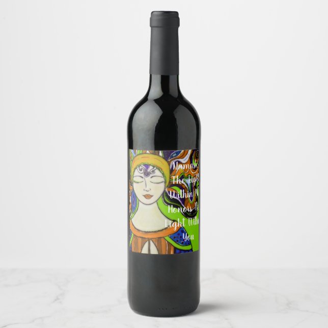 Namaste' The light within me, honours the light Wine Label (Front)