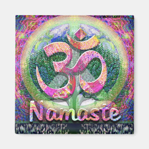 Namaste Tree of Life Peace Symbol Magnet
