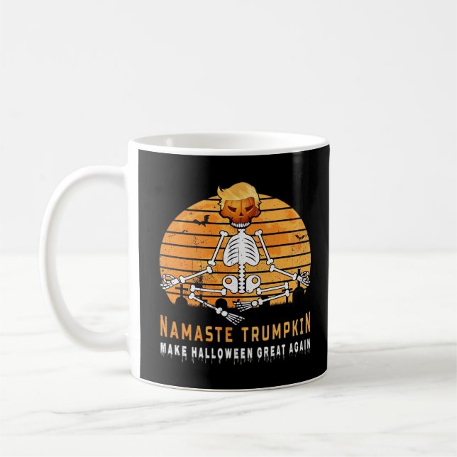 Namaste Trumpkin Make Halloween Great Again Medita Coffee Mug (Left)