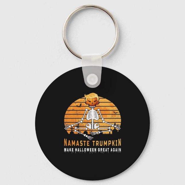 Namaste Trumpkin Make Halloween Great Again Medita Keychain (Front)