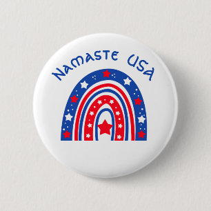 Namaste USA Patriotic Rainbow 2 Inch Round Button